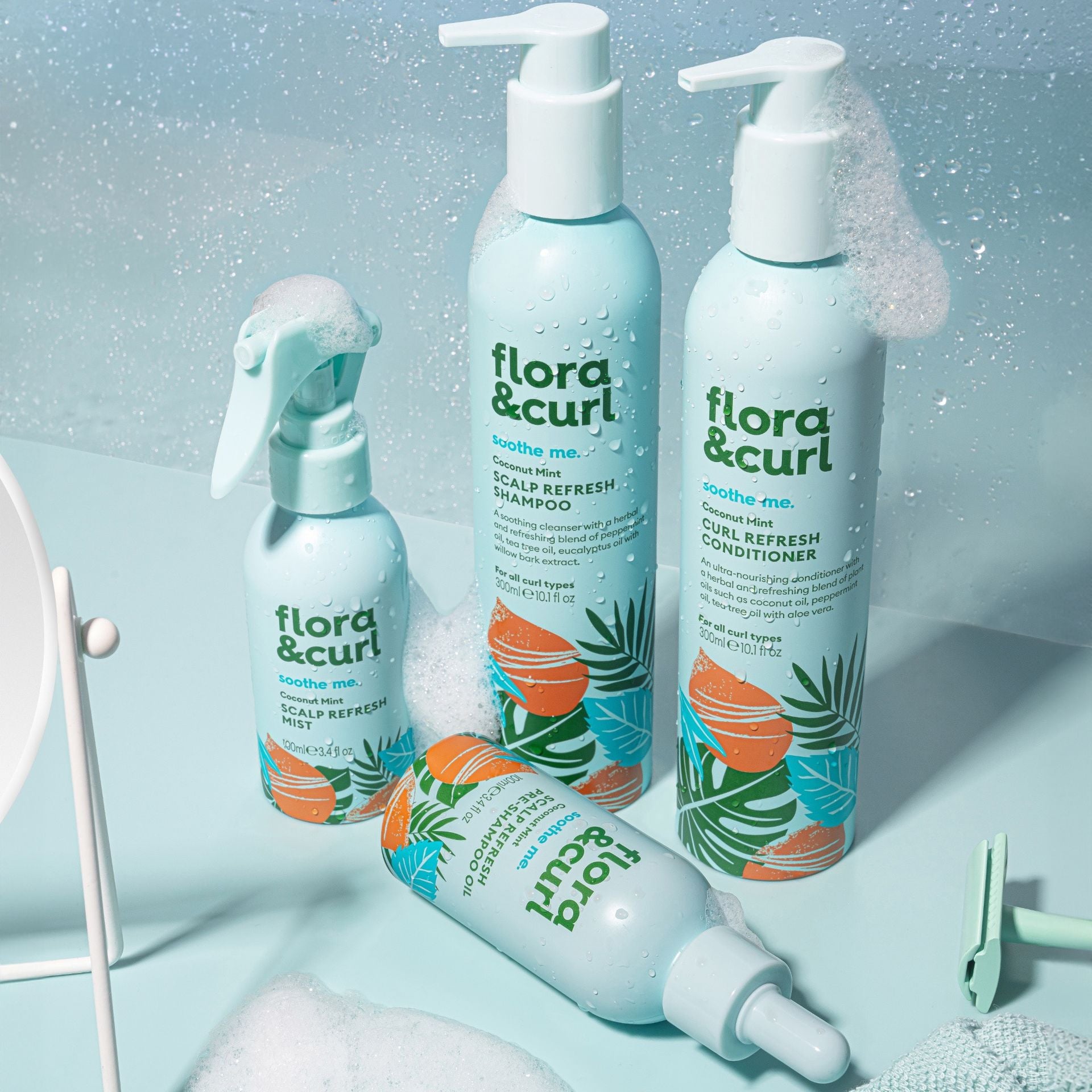 Flora &amp; Curl Soothe Me Coconut Mint Scalp Refresh Pre-Shampoo Oil 100ml