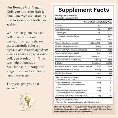 Bounce Curl Vegan Collagen Boosting Hair &amp; Skin Gummies