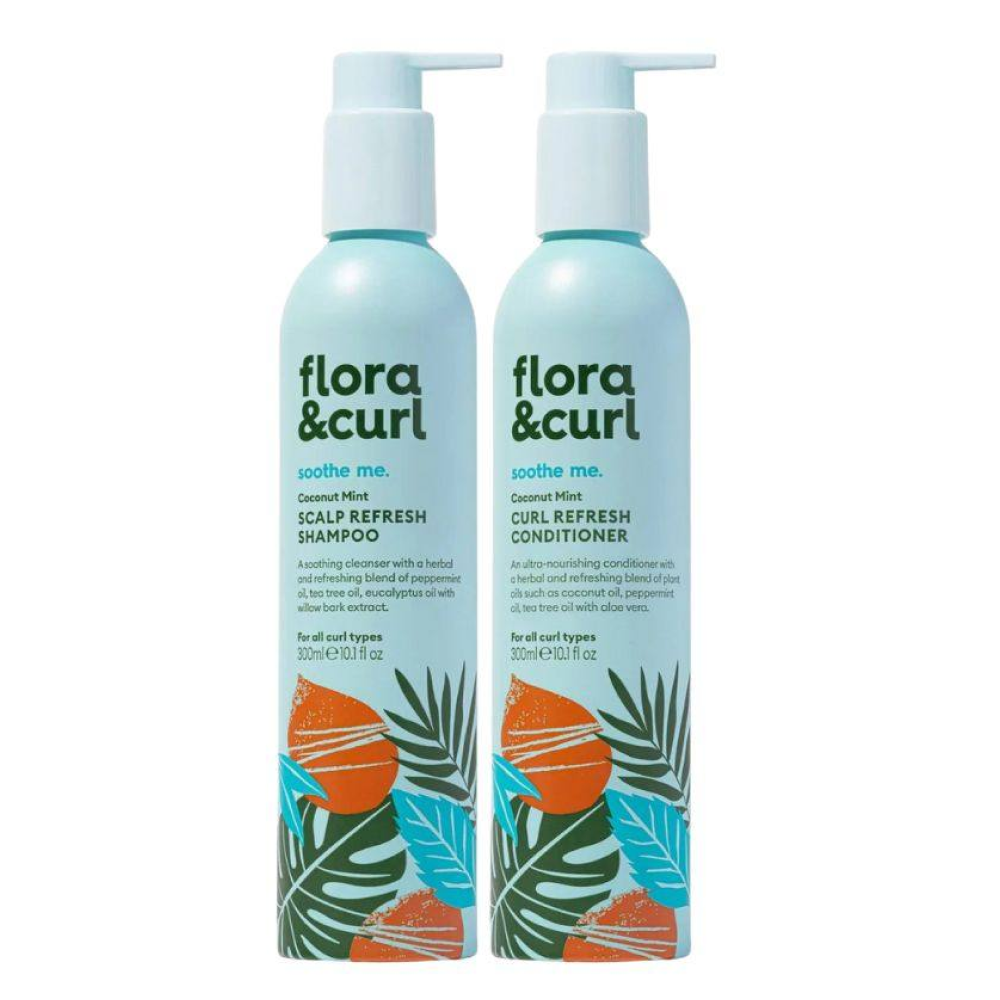 Flora &amp; Curl Coconut Mint Refresh Scalp Cleansing Duo