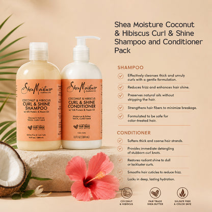 Shea Moisture Coconut &amp; Hibiscus Curl &amp; Shine Shampoo and Conditioner Pack