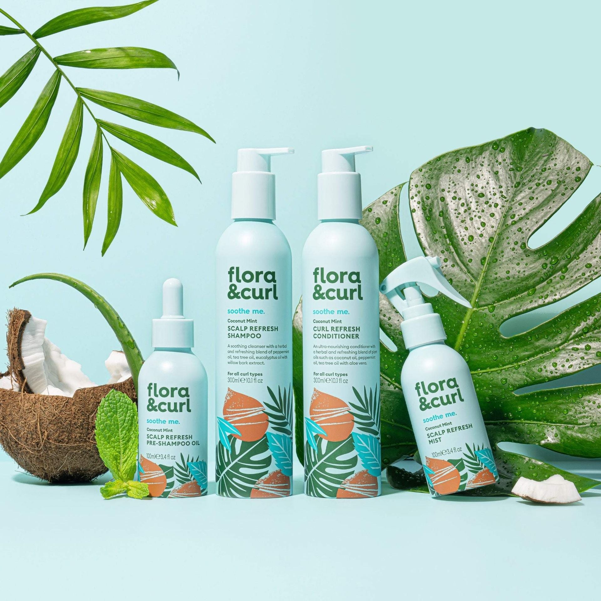 Flora &amp; Curl Soothe Me Coconut Mint Scalp Refresh Pre-Shampoo Oil 100ml