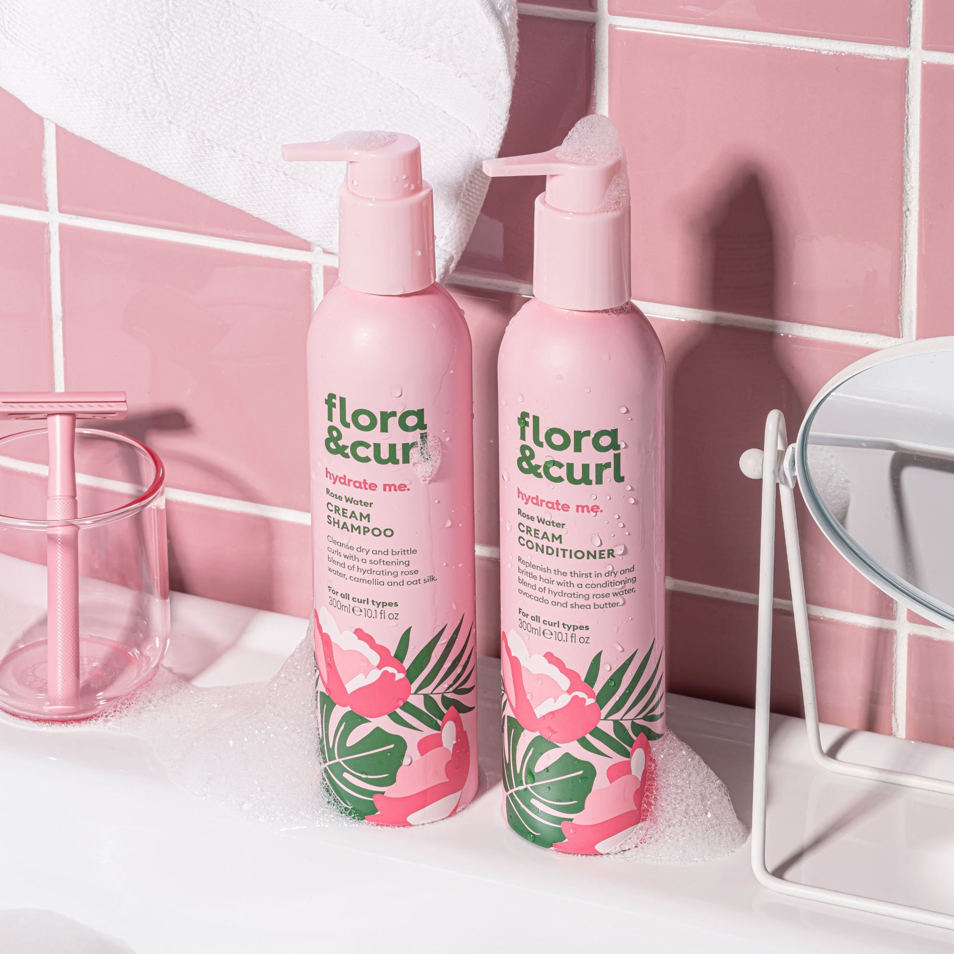 Flora &amp; Curl Hydrate Me Rose Water Cream Conditioner 300ml